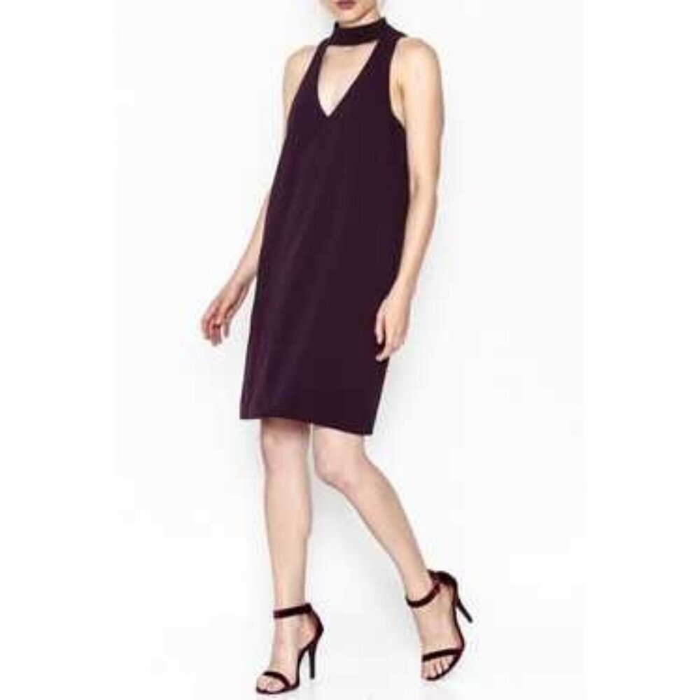 Y Fifteen Twenty Strap Neck Black Cutout Shift Cocktail Mini Dress